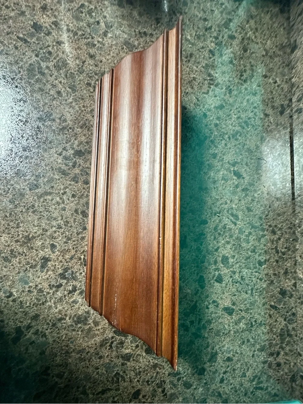 Wooden Decorative Floating Wall Shelf - Brown 18” longest point 5” deep 5” tall